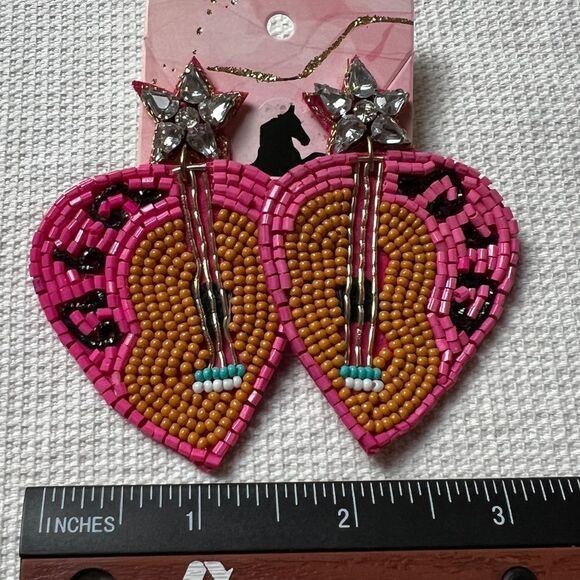 Guitar Seed Bead Earrings. - Picture 2 of 2
